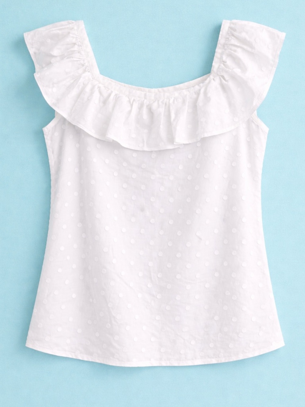 Ann Taylor White Swiss Dot Ruffle Blouse L Romantic Feminine Top - Picture 2 of 9
